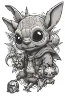 stitch and Star Wars and marvel and Harry potter tattoo design idea
