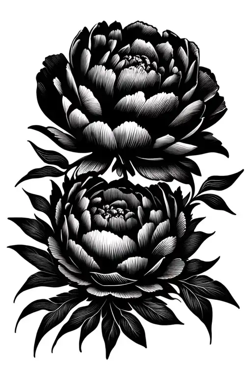 Blackwork Peony Mandala tattoo design idea