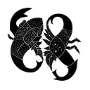 A geometric design incorporating the zodiac signs Gemini, Scorpio, and Aquarius tattoo design idea