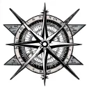 nautical chart compass rose intertwined tattoo design idea