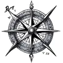 nautical chart compass rose intertwined tattoo design idea