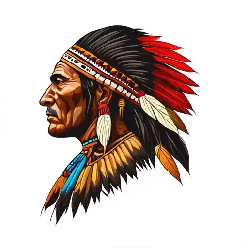 taino indian warrior head side profile view tattoo design idea