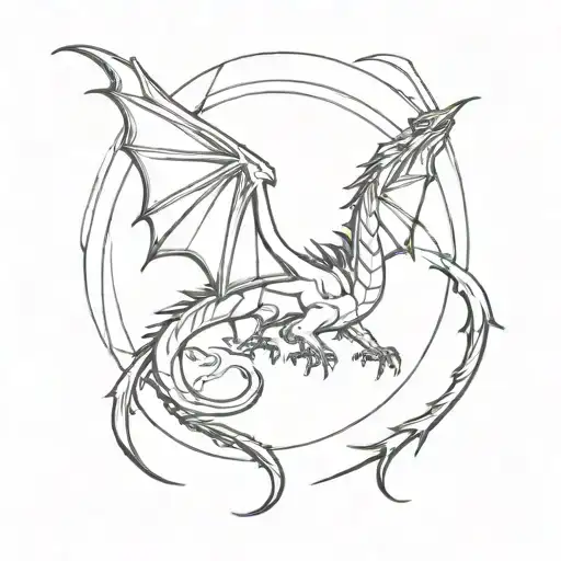 dragon in sun emo tattoo design idea