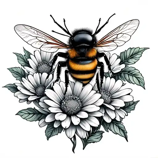 honeybees flowers honeycomb tattoo design idea