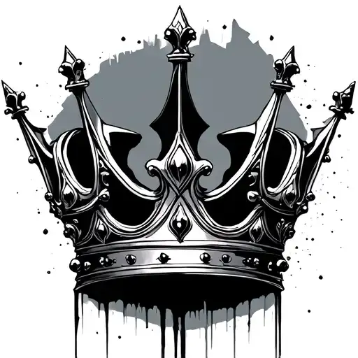 broken crown negative shade tattoo design idea