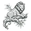 simba drawn on tree tattoo design idea