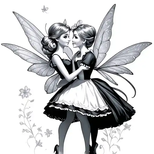 tinkerbell with alice in wonderland tattoo design idea