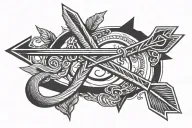 arrow that makes an infinity loop and includes a semi colon tattoo design idea