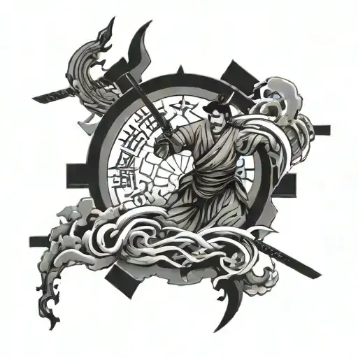 the word Bushido and the seven codes of the bushido tattoo design idea