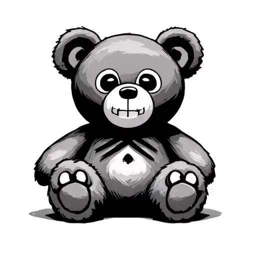 dead teddy bear with eyes crossed out tattoo design idea