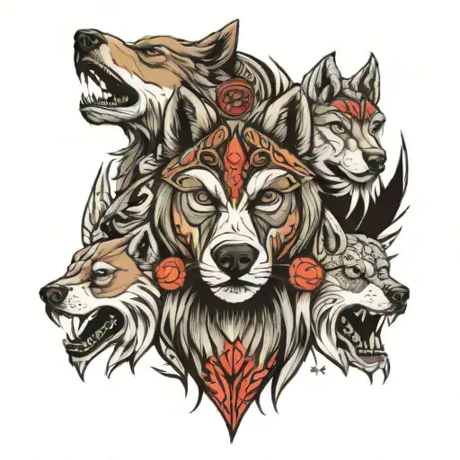 bear horse wolf tattoo design idea