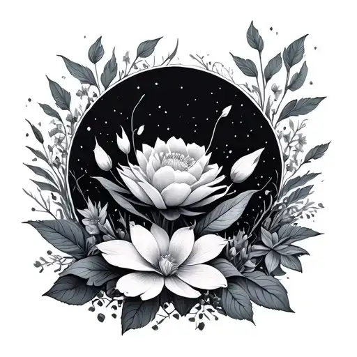fantasy garden tattoo design idea