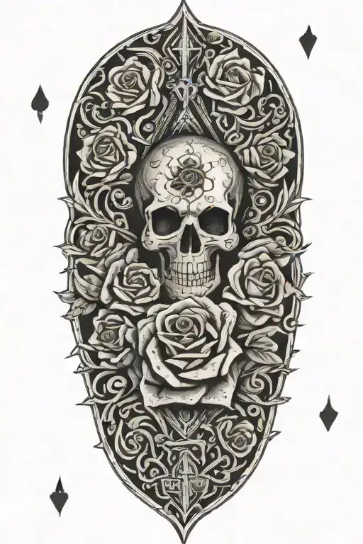 Western,Playing Cards, Roses,Barbed wire,Cross tattoo design idea