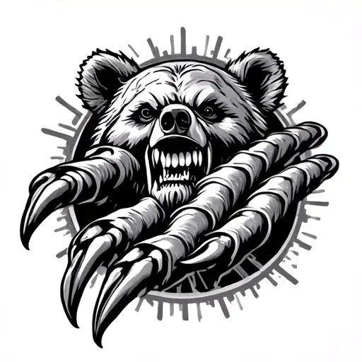 bear claw grateful dead man in maze tattoo design idea