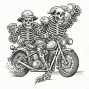 skeleton clown riding motorcycles tattoo design idea