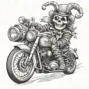 skeleton clown riding motorcycles tattoo design idea