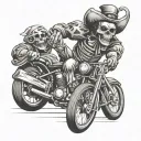 skeleton clown riding motorcycles tattoo design idea
