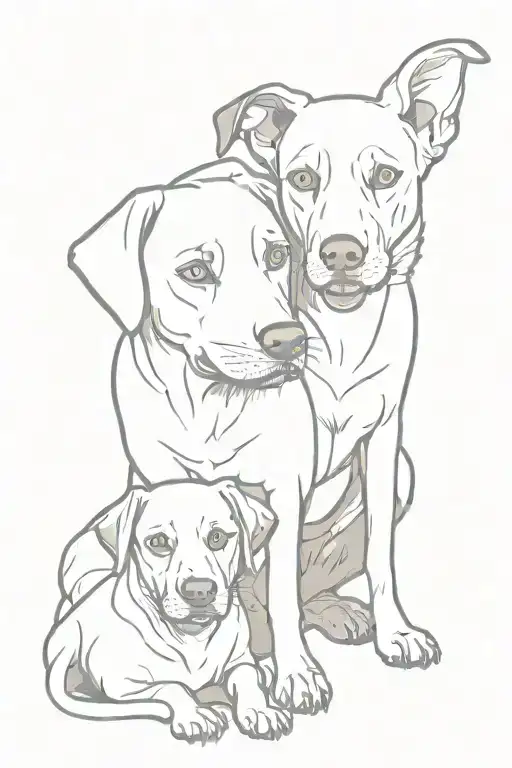 two dogs that symbolise overcoming obstacles tattoo design idea