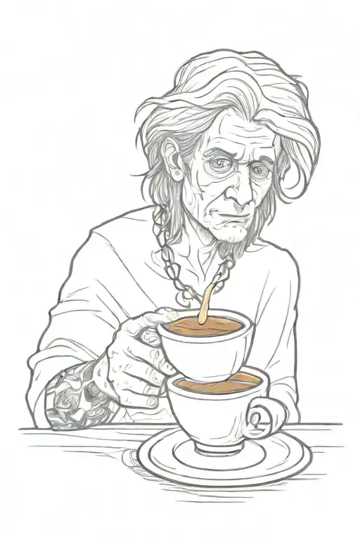 ozzy tired drinking coffee  tattoo design idea