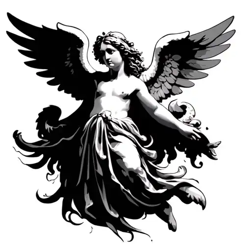 biblical cherubim that represents wisdom. make it feminine and minimalist  tattoo design idea