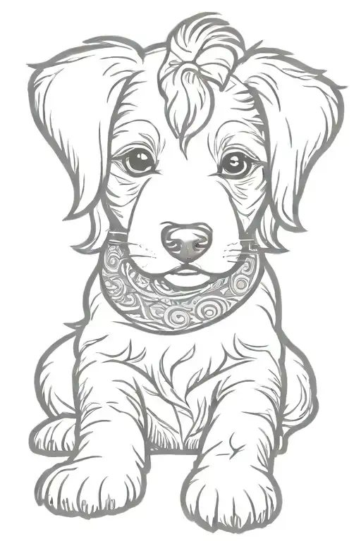 cavapoochon puppy wearing bandana wrapped tattoo design idea
