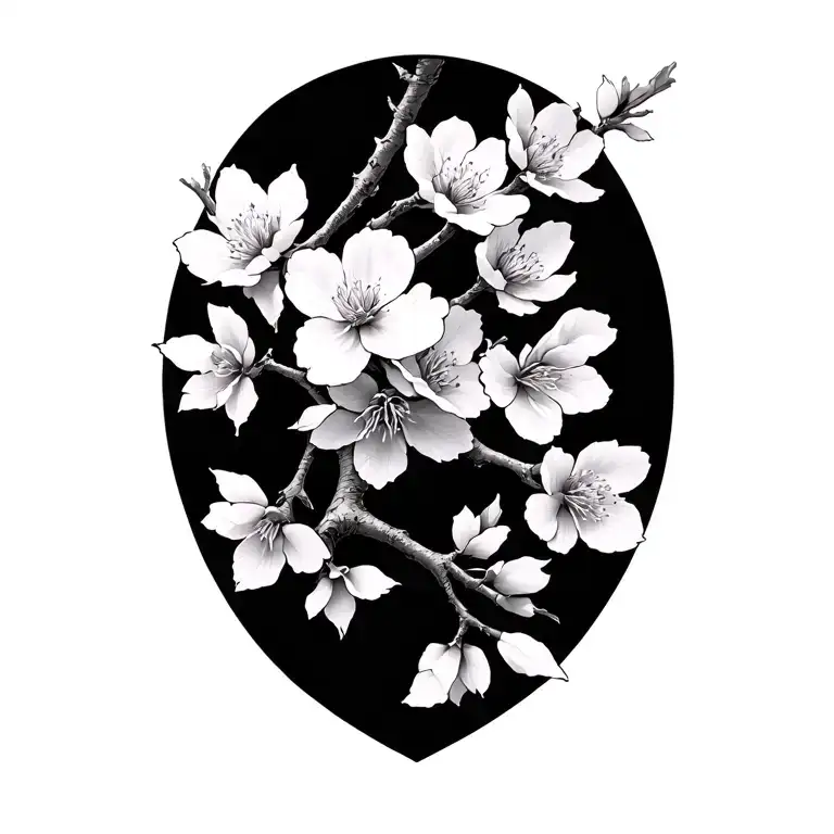 cherry blossom tree branches tattoo design idea