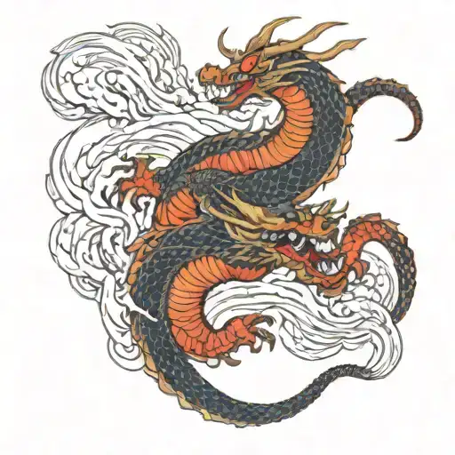 dragon fighting death tattoo design idea