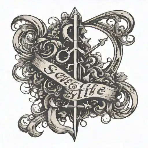 Sacrifice in cursive with filler background tattoo design idea