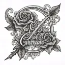 Sacrifice in cursive with filler background tattoo design idea