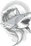waves crashing shark tattoo design idea