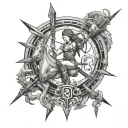 Combined Sagittarius, Libra and scorpio zodiac sign tattoo design idea