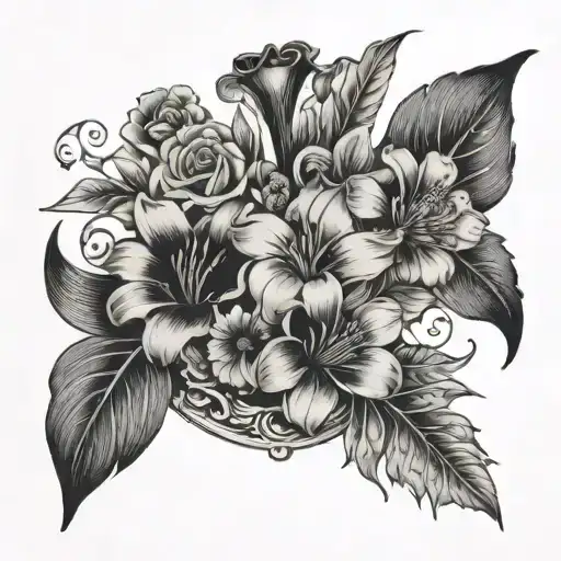 wishbone and flowers  tattoo design idea