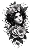 Smokey Hades And Persephone on flowers tattoo design idea