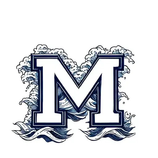 university of michigan "M"  with waves tattoo design idea