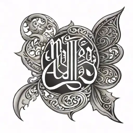 The combination of mother and Allah writing tattoo design idea