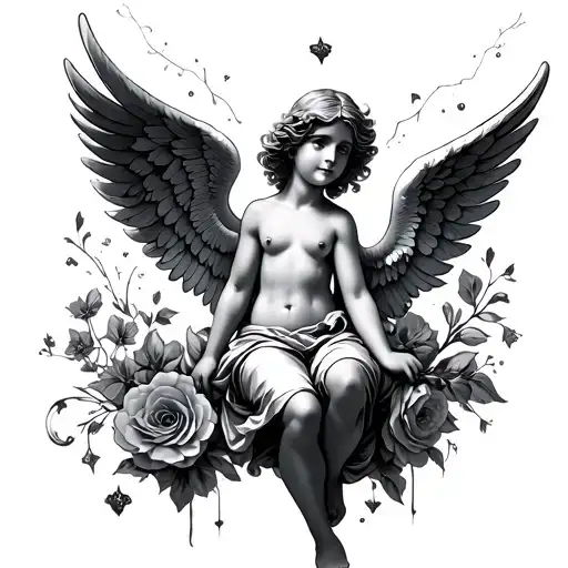 cupid angel wings tattoo design idea