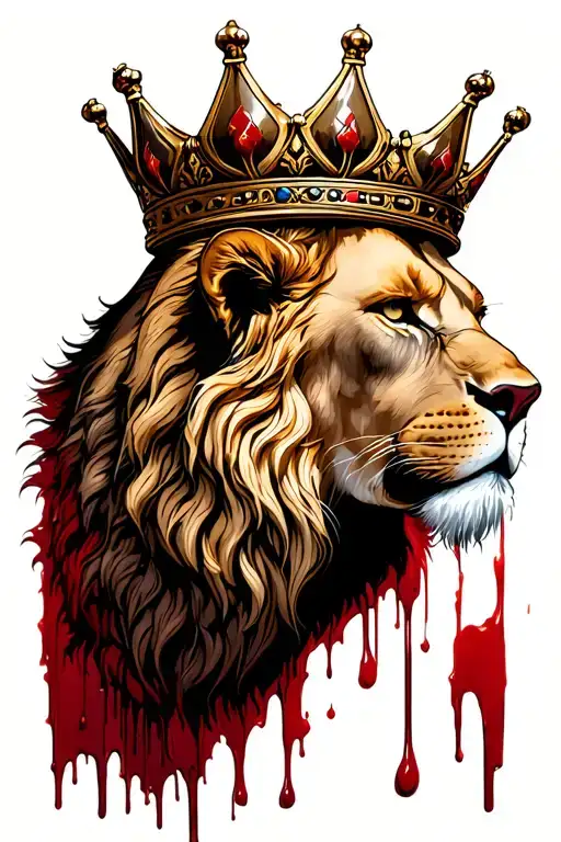 bloody Leo with crown inside of a detailed state of arkansas tattoo design idea