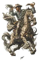 cowboy on a bucking horse galloping tattoo design idea