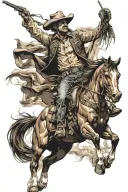 cowboy on a bucking horse galloping tattoo design idea