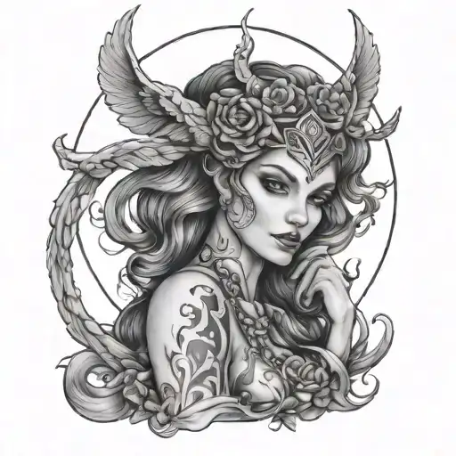 Nyx Goddess Nike holding tattoo design idea