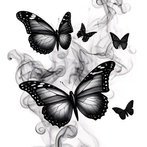 butterflies and smoke tattoo design idea