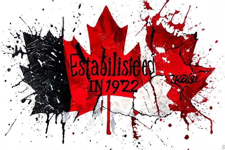 tattered Canadian flag with "established in 1972" tattoo design idea