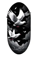 doves,  clouds, mourning tattoo design idea
