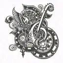 A tattoo design combining musical notes and casino chips to symbolize the client's love for music and gambling tattoo design idea