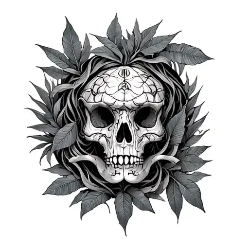 labyrinth, jungle leaves, time tattoo design idea