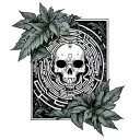 labyrinth, jungle leaves, time tattoo design idea
