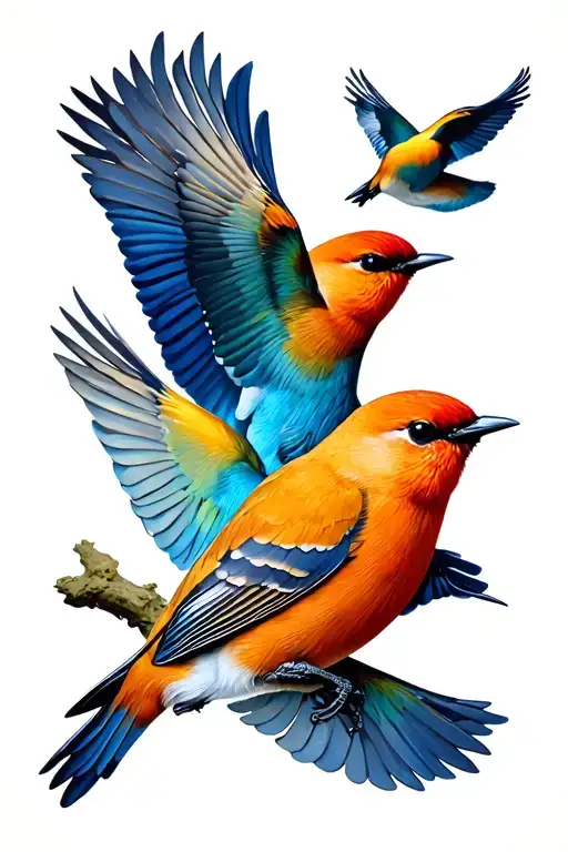 "under the fig tree, i saw you " 3 small birds flying away tattoo design idea