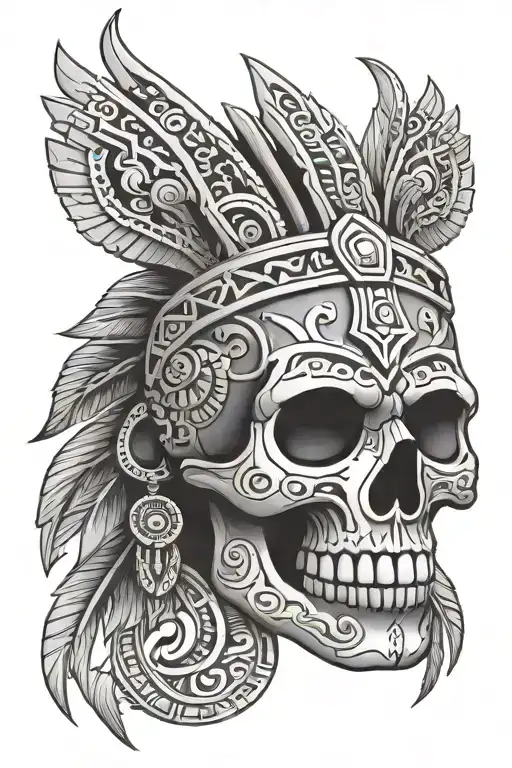 Aztec Skull tattoo design idea