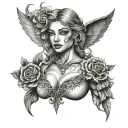 Cleavage tattoo design idea