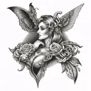 Cleavage tattoo design idea